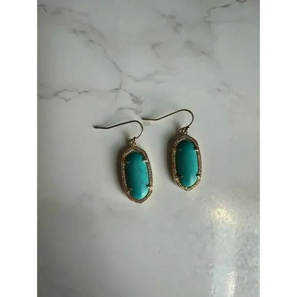 Kendra Scott Dani Enamel Framed Drop Earrings Turquoise Gold - Main Image